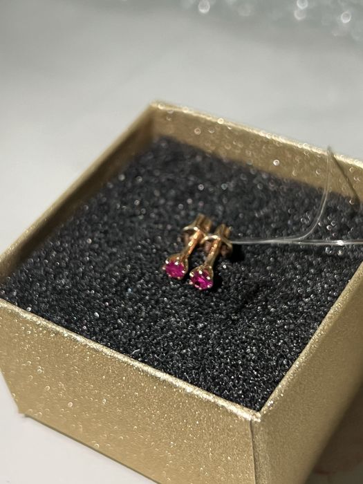 Рубин серьги золото новые