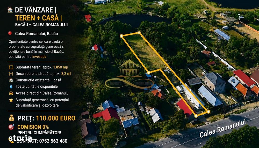 Teren + Casă de Vânzare Bacău, Calea Romanului – 1.850 mp