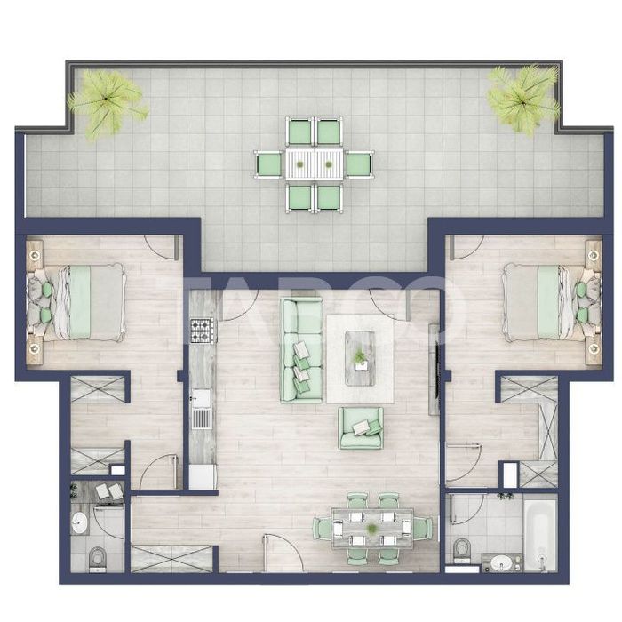 Apartament etaj retras 74mpu 3camere terasa 46mp bloc cu lift Turnisor — fotografia 1