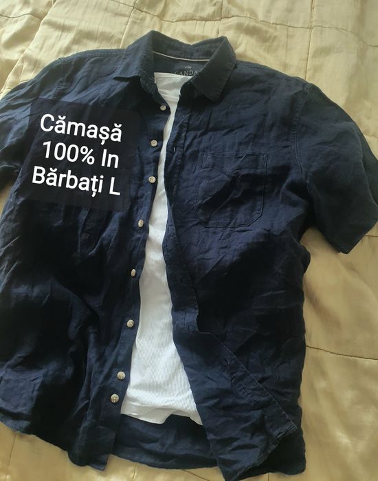 Cămașă bărbati  Canda Regular Fit 100% in L albastru închis premium vară maneca scurta