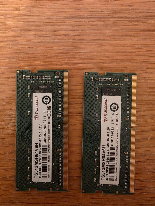 Transcend 2x4GB DDR4 2666 SO-DIMM,TS512MSH64V6H - 4GB, 1Rx8, 1.2V