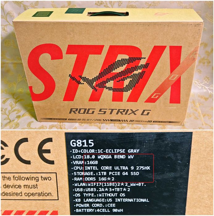 ASUS ROG Strix G18 G815/Intel Core Ultra 9 275HX/NVidia RTX 5080 16GB/32GB RAM/1TB SSD NVME/18' инча IPS Quad HD 240hz/ 36 месеца гаранция до 12.2028г