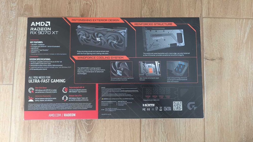 Placă video GIGABYTE GAMING OC RX 9070 XT, 16GB GDDR6, 256-bit