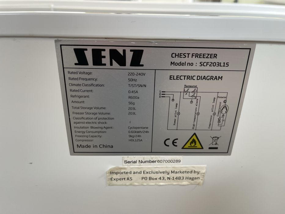 Senz фризер ракла 203л