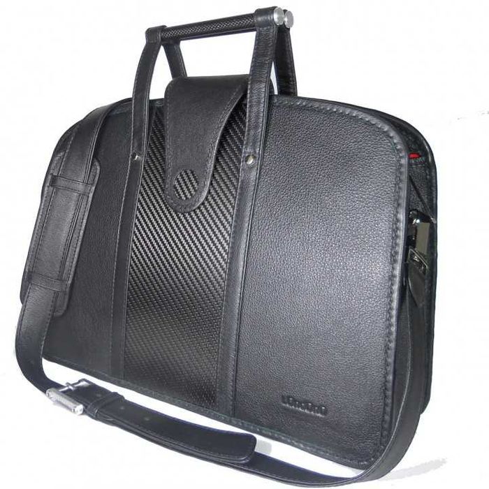 Geanta servieta originala Londono Roehampton Handmade carbon si piele