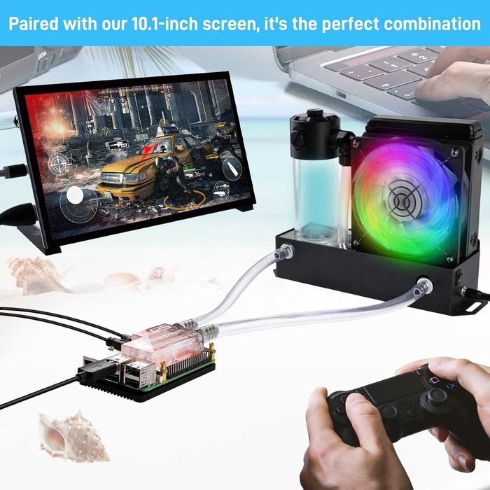 Cooler lichid GeeekPi Raspberry Pi 5,Pompă gheață apă,RGB Pi 5 8GB 4GB