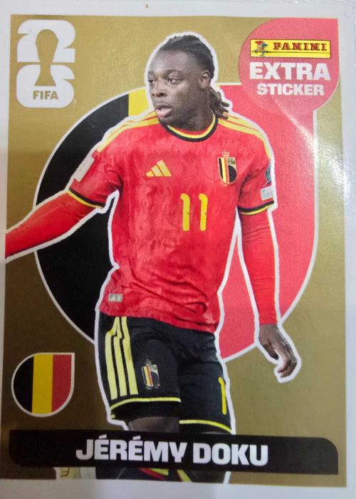 Extra stiker world cup gold si silver Jeremy Doku Belgia