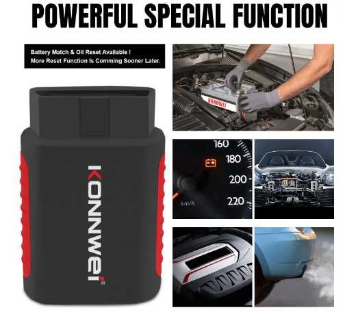 Tester AUTO 2024 Bluetooth OBD2 Scanner KONNWEI Full System OBD II