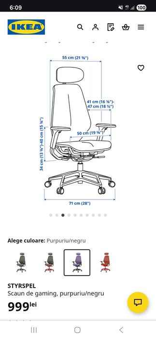 Scaun birou gaming Ikea STYRSPEL