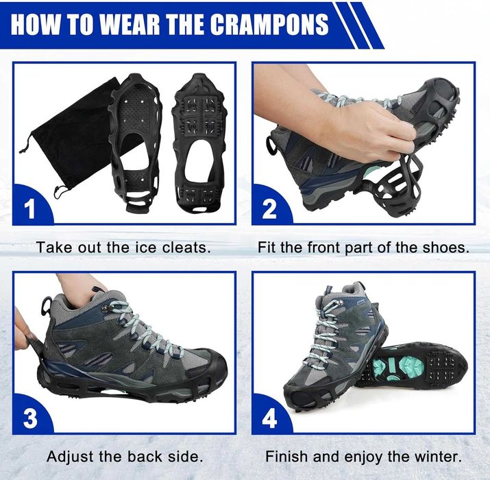Ледени котки за обувки и ботуши за жени и мъже, за ходене по сняг, лед