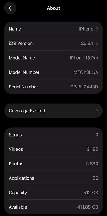 iPhone 15 Pro 512 GB LL/A Natural Titanium