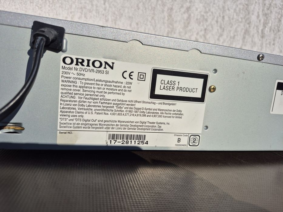 Vand DVD / VCR pleyer video recorder marca Orion model  DVD/VR 2953 SI