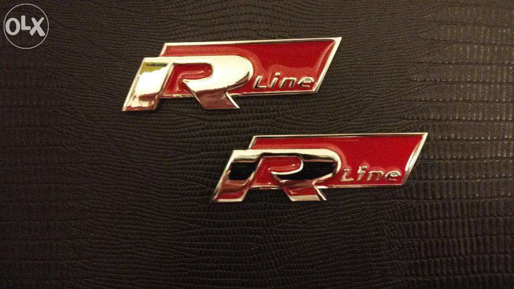 Emblema VW R-line Aripi golf/passat/scirocco/tiguan metal rosu/crom
