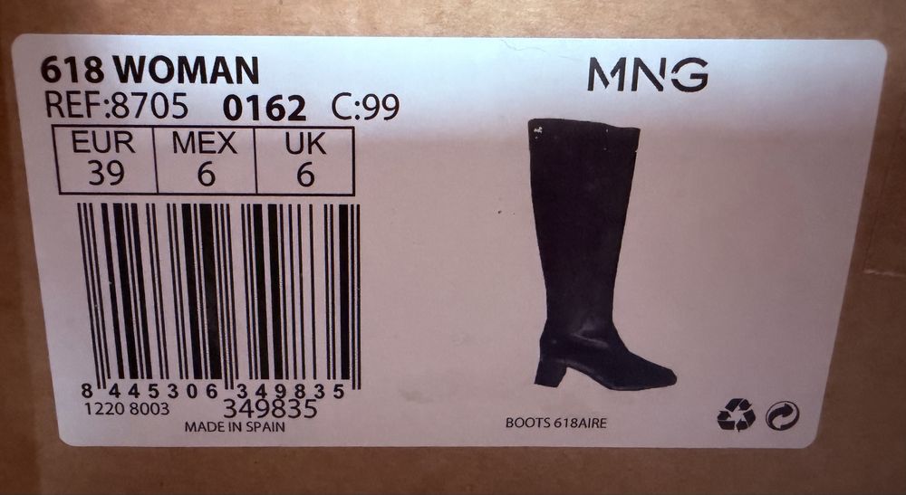Нови черни ботуши Mango -размер 39