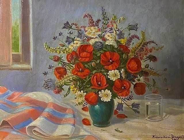 Tablou VECHI. "FLORI" 80x60cm+R ulei/pz Ferenc F Háromházi (1908-1983)
