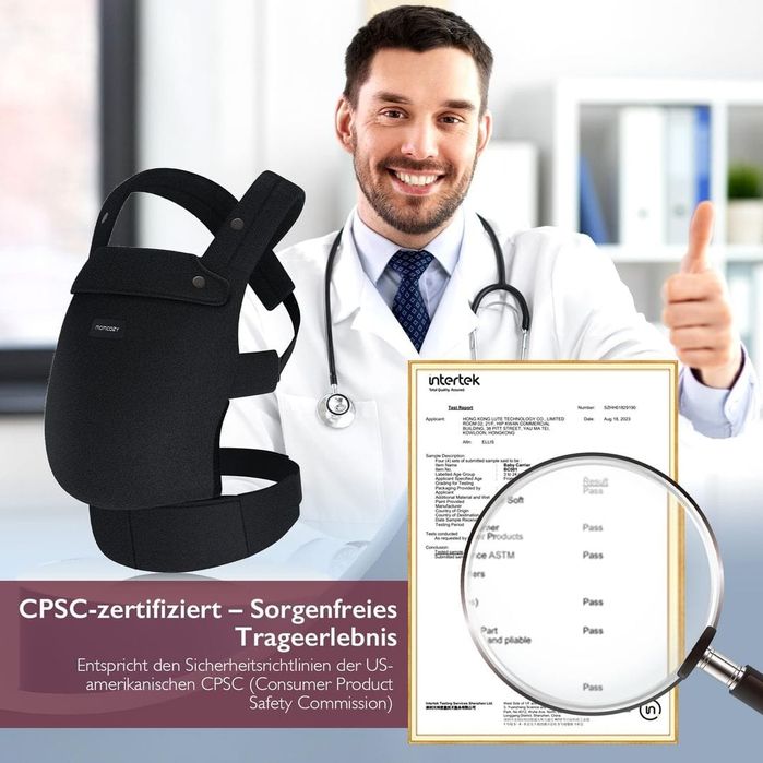 Marsupiu Bebelusi Momcozy Ergonomic cu Suport pentru Gat,3-11 Kg, Negru