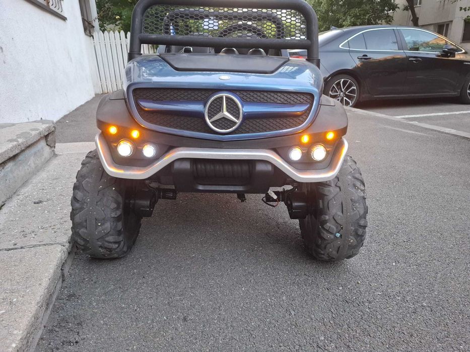 Mașinuță electrică Mercedes Unimog 4x4, 12V – semnalizare și stopuri LED reale, Galați