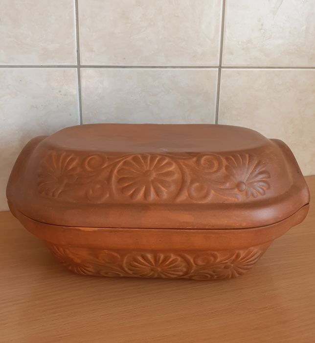 Oală de lut cu capac pentru cuptor