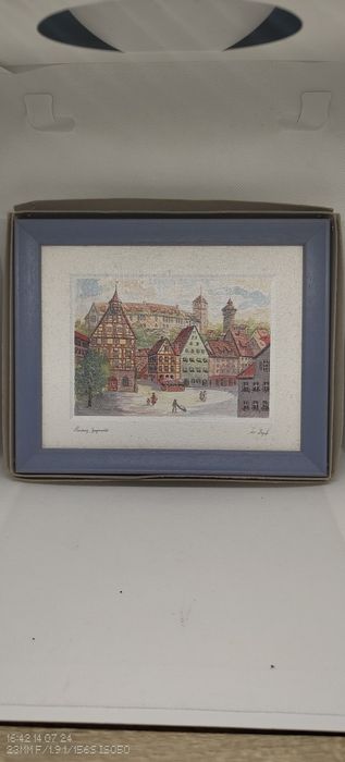 tablou artistic cu  rama din lemn Motivul orașului Werner Zapf Nürnber