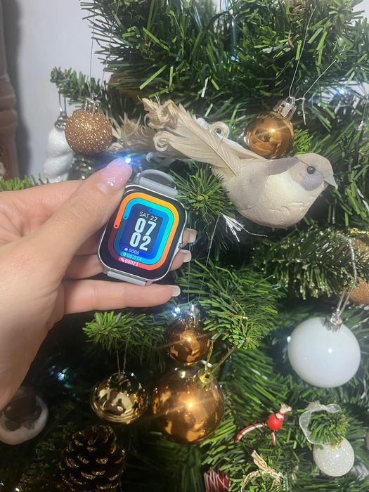 Set 2 ceasuri Smartwatch,gri și bej, compatibil Android/ iOS