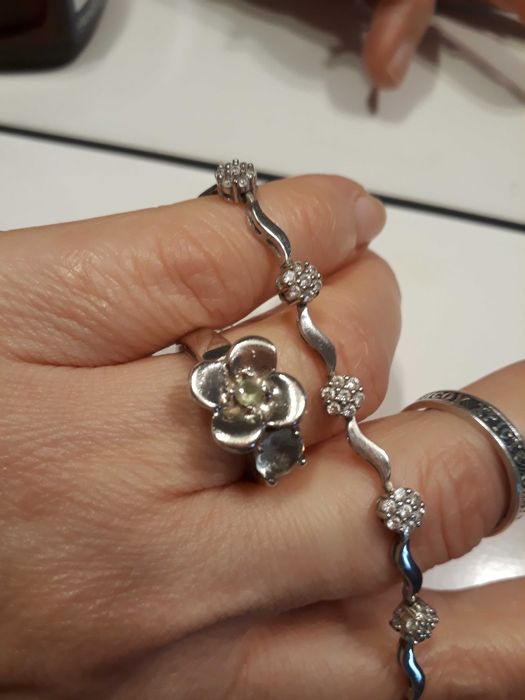 Set bratara si inel argint cu topaz si peridot