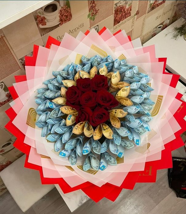 Денежный букет букеты сладкие торт