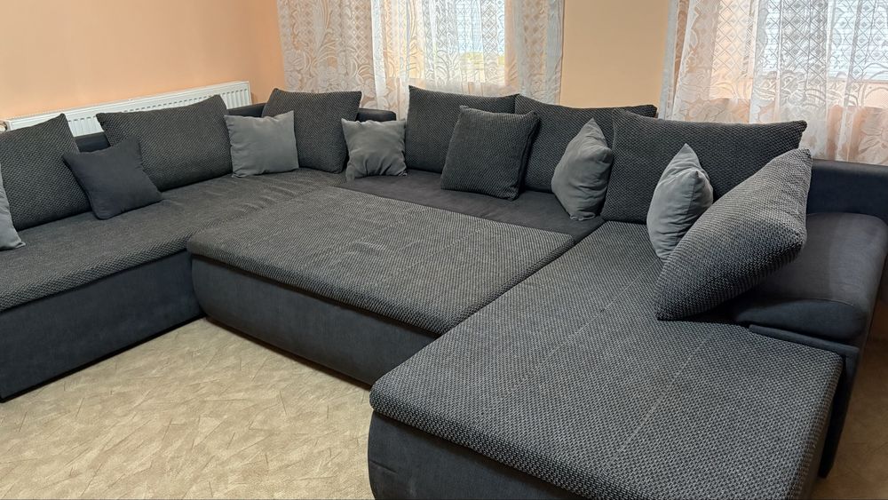Colțar extensibil în formă de U, modular, cu ladă de depozitare