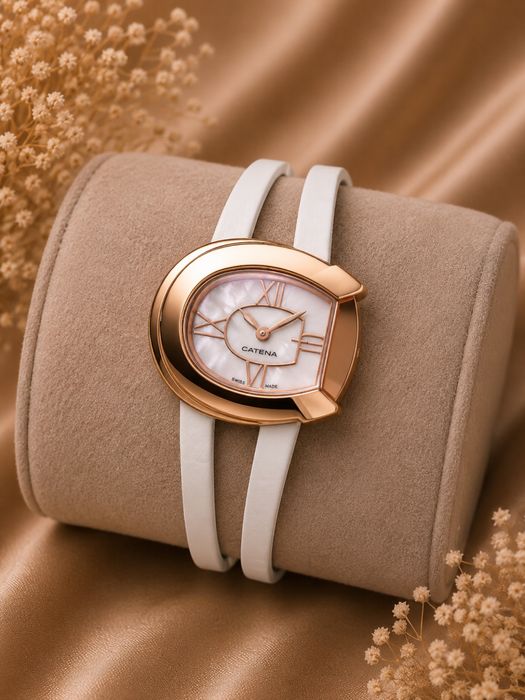 Ceas damă Catena Swiss Made nou, safir, rose gold, cutie și garanție internațională 2y