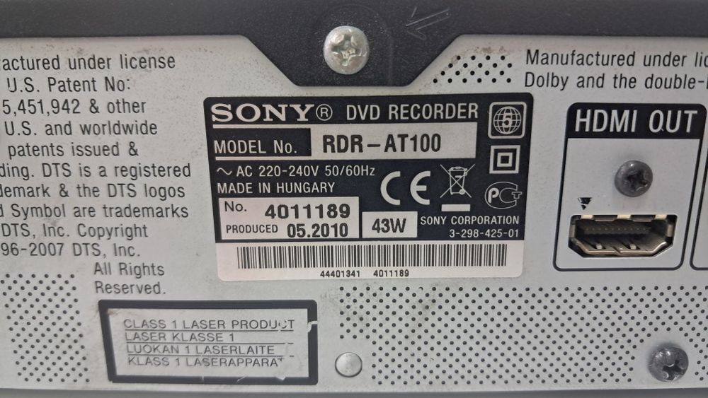 SONY recorder  RDR-AT100