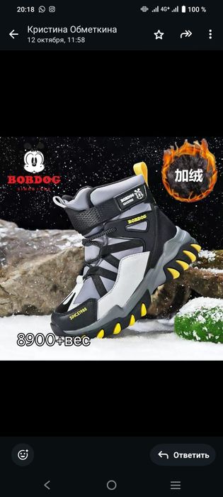 Зимние ботинки на 12 лет новые не подошли