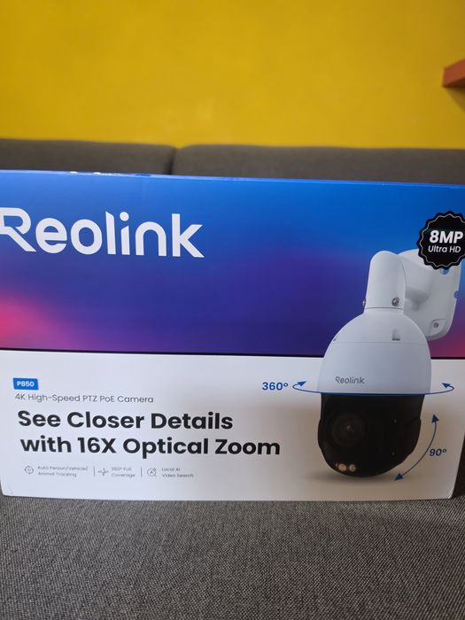 Super oferta. REOLINK P850 RLC-823S2 – Cameră profesională 4K 8MP PoE PTZ cu zoom optic 16×, urmărire automată și vedere nocturnă de până la 80 m