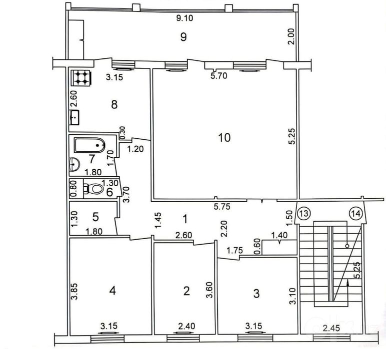 Массив ТТЗ-4. 4- ком 109м² балкон 2/9 евроремонт