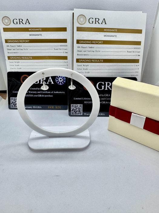 Стебърни обеци с мойсанит (Диамант) 1 карат