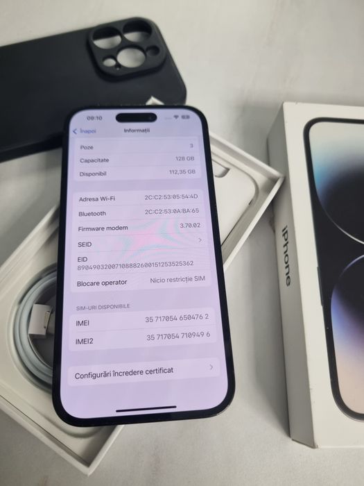 IPhone 14Pro/Black 128gb impecabil Baterie nouă originală