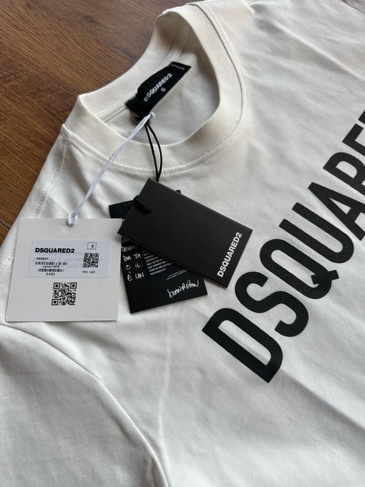 Мъжка,памучна,бяла тениска DSQUARED 2