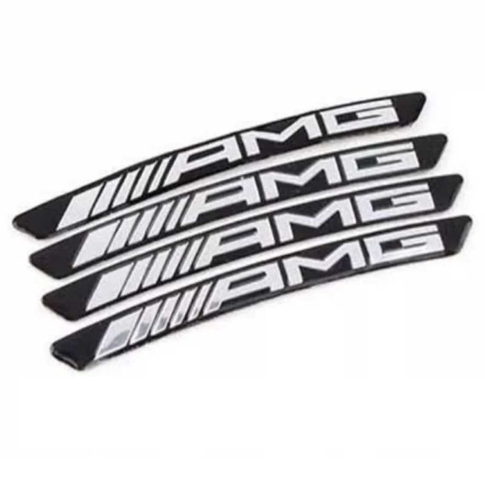 Set 4 embleme AMG pentru jante Mercedes, Chrom, Negru