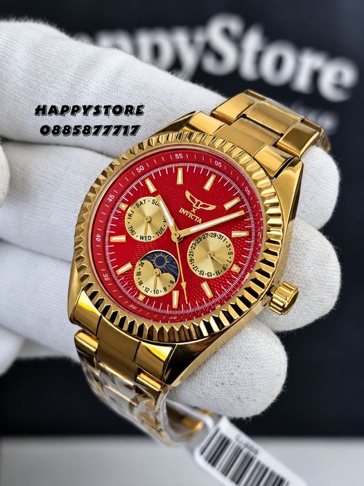 INVICTA Emerald gold red dial unisex 38 mm, Инвикта нов унисекс часовник