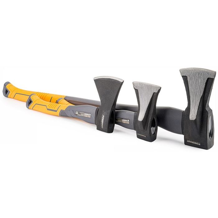 Set 3 topoare pentru tamplarie si despicat lemne cu coada din fibra,