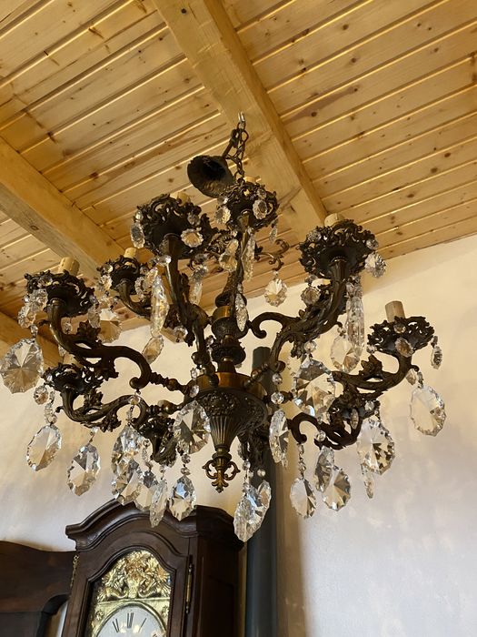 Candelabru bronz/cristal