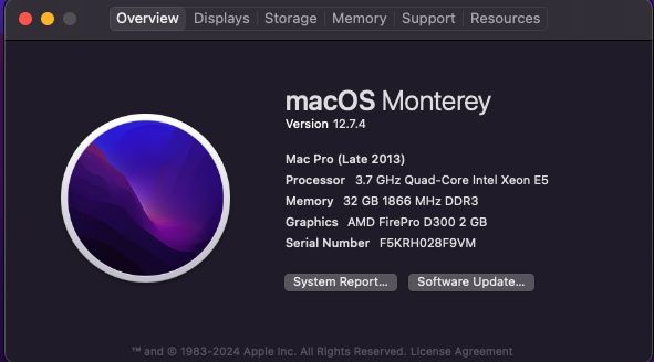 Работна станция Apple Mac Pro 6.1 Late 2013 E5 3.7GHz/32GB DDR3/D300