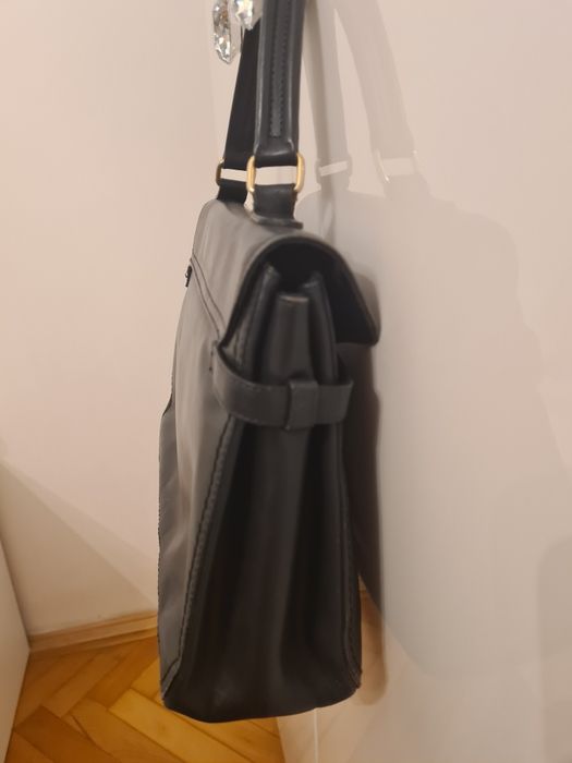 Geanta piele naturala neagra