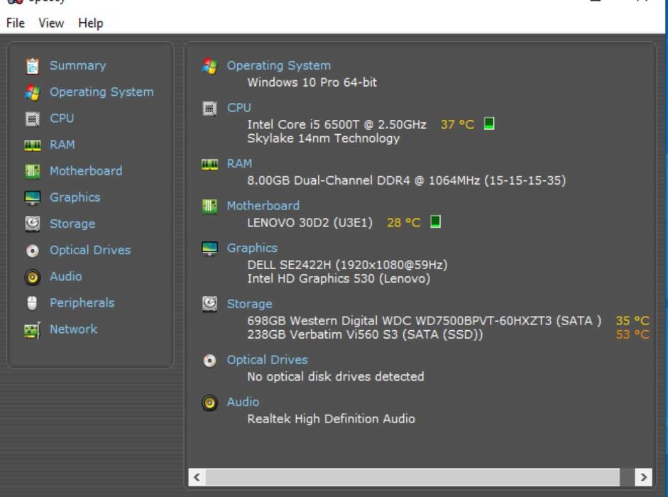 Lenovo M700 Tiny minipc USFF i5-6500T 8gb ram ssd m.2+hdd