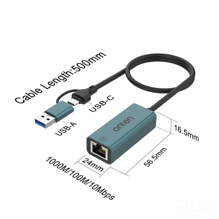Переходник USB-C/USB 3.0 Ethernet LAN на гигабитный порт