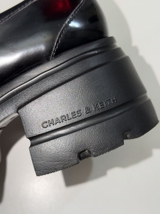Metallic Accent Chunky Platform Loafers. Charles & Keith