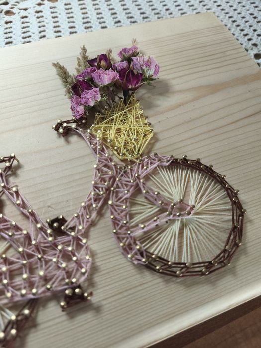 Два броя картини ретро колело със сухи цветя