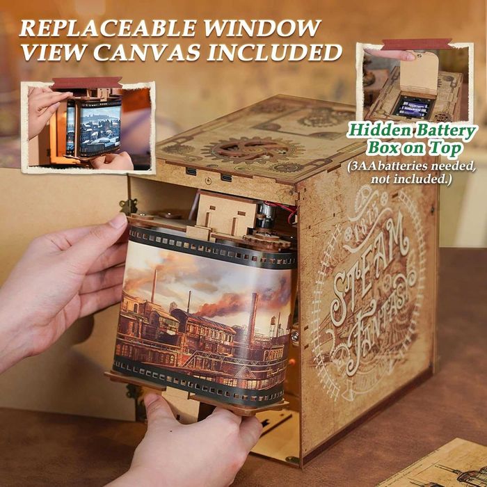 Комплект кътче за книги Tonecheer: 3D пъзел - кабина на влак