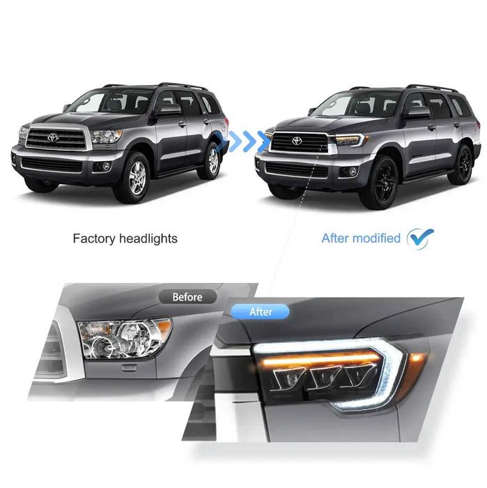 Комплект LED фарове за Toyota Sequoia 2008-2020 и Tundra 2007-2013