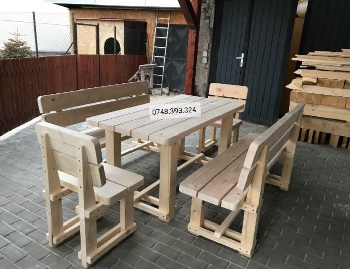 Balansoar   leagan lemn  masiv  gradina  set masă