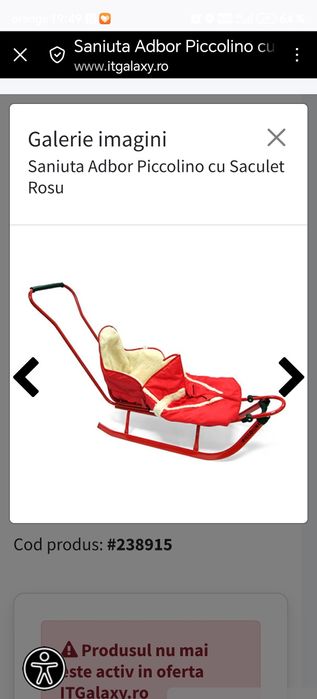 Sanie picolino cu sac rosie