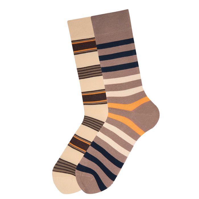 Памучни мъжки чорапи с десен, 2 броя, безшевни и с мек ластик